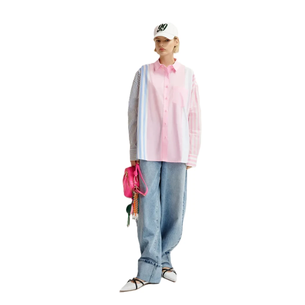 Essentiel Antwerp Oversized Button-Up Shirt Lichtgewicht Hemix Multicolor Dames