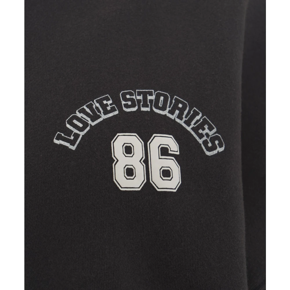 love stories Zwarte Cropped Sweatshirt met Logo Print Black Dames