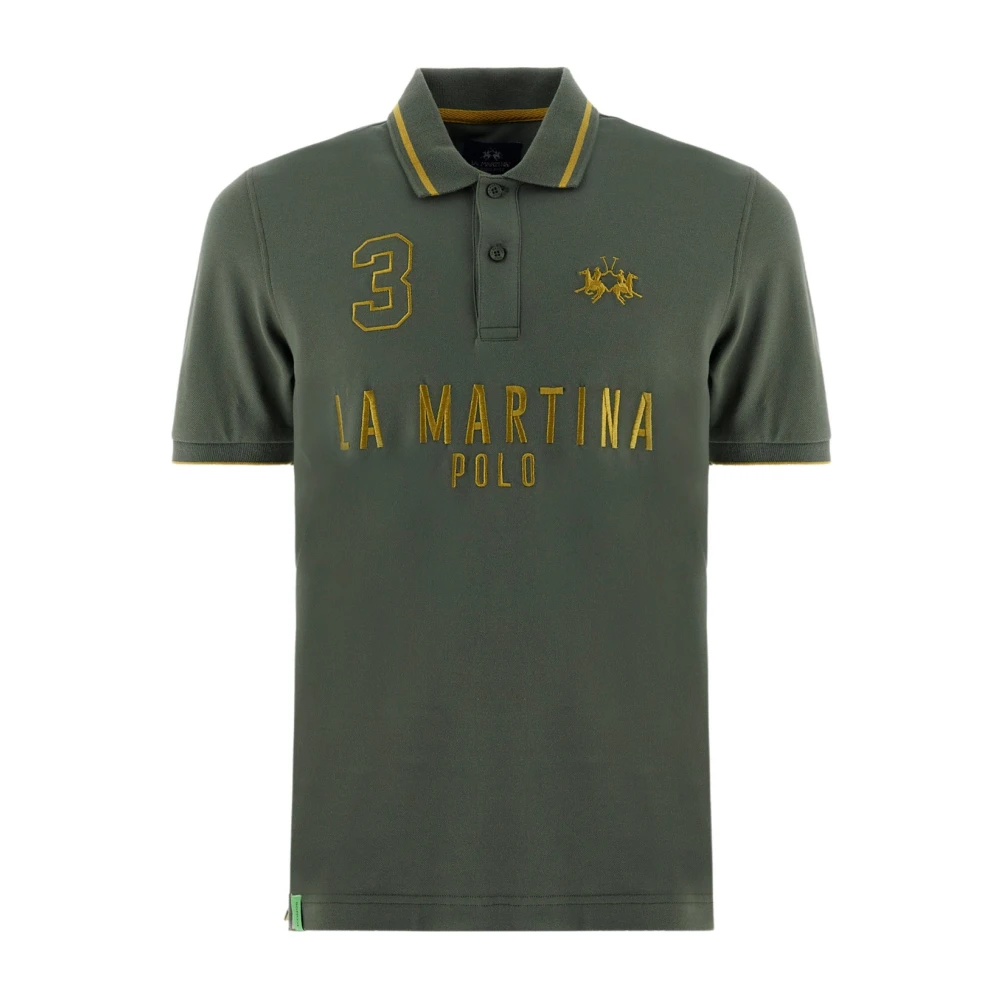La Martina Men's Green Embroidered Polo Shirt Military