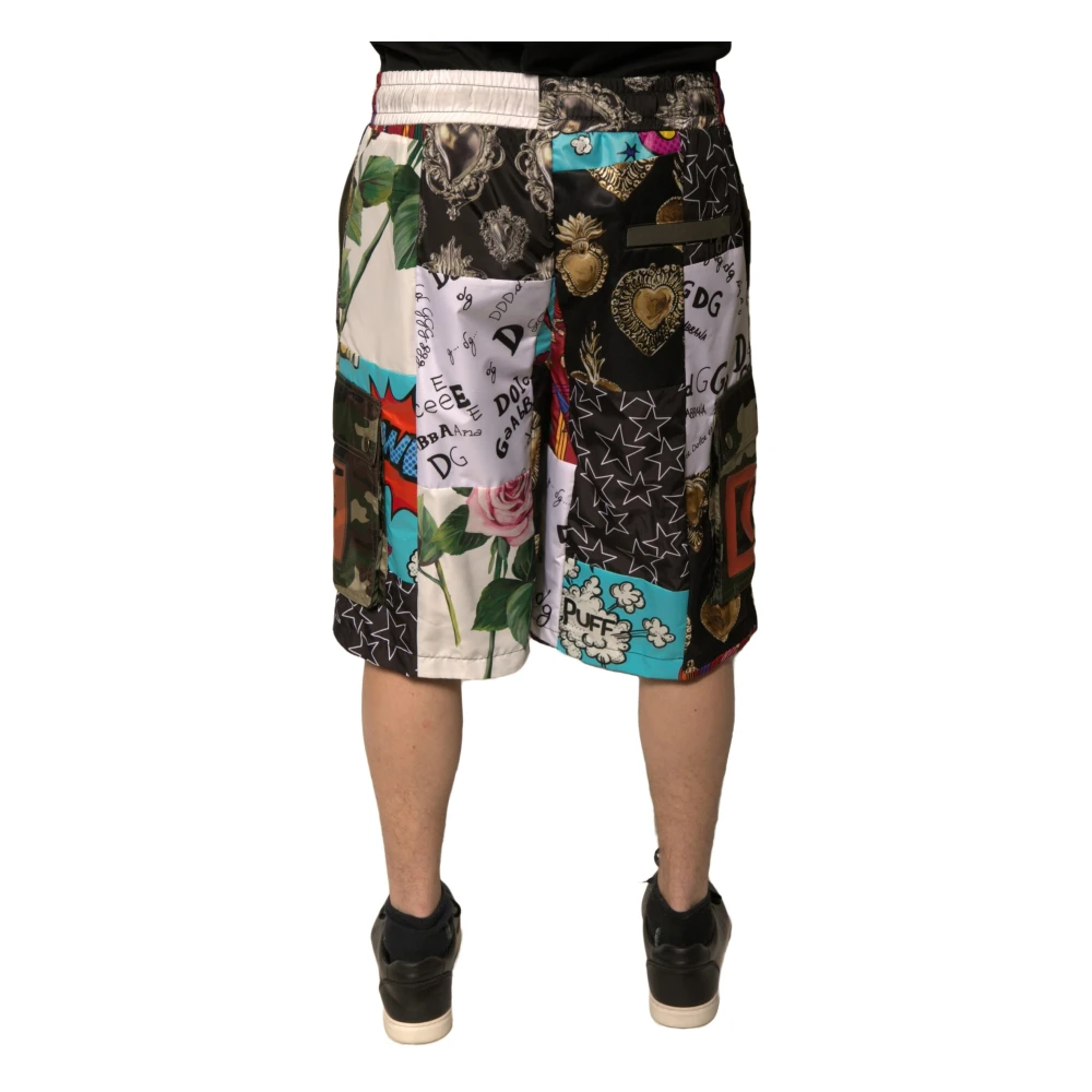 Dolce & Gabbana Patchwork Cargo Bermuda Shorts met Trekkoord Multicolor Heren