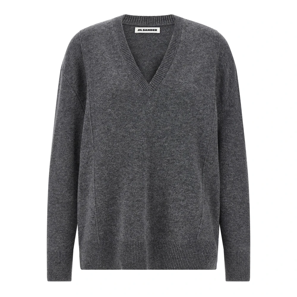 Jil Sander Women's Gray V-Neck Sweater