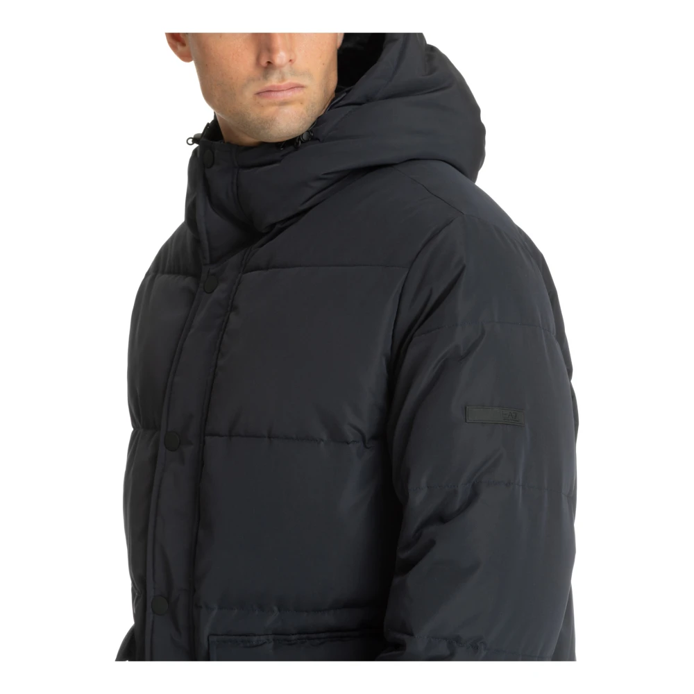 Emporio Armani EA7 Snap-Zip Plain Logo Zakken Donsjas Blue Heren