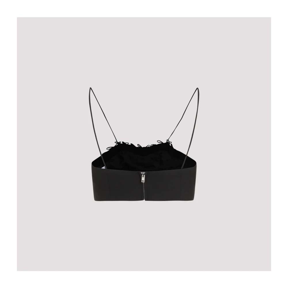 Ganni Zwart Melange Mouwloze Gedrapeerde Top Black Dames