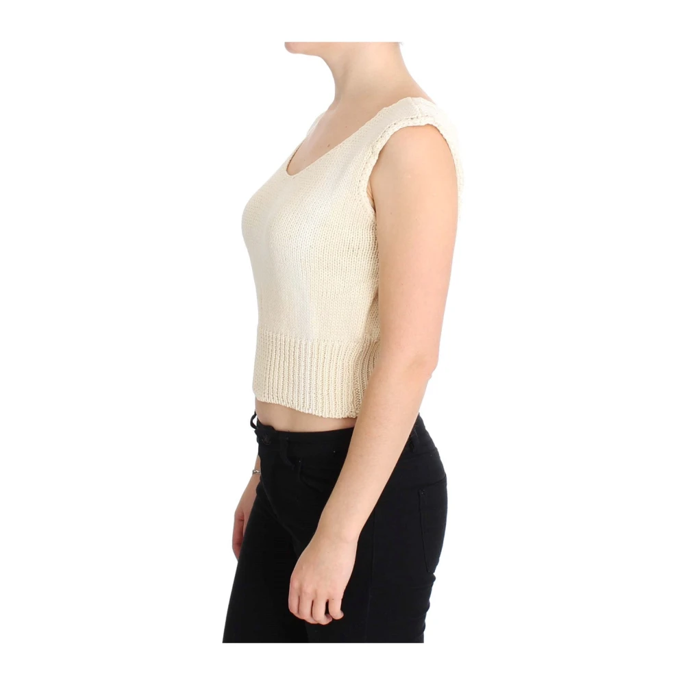 Pink Memories Beige Mouwloos Gebreid Vest Trui Beige Dames