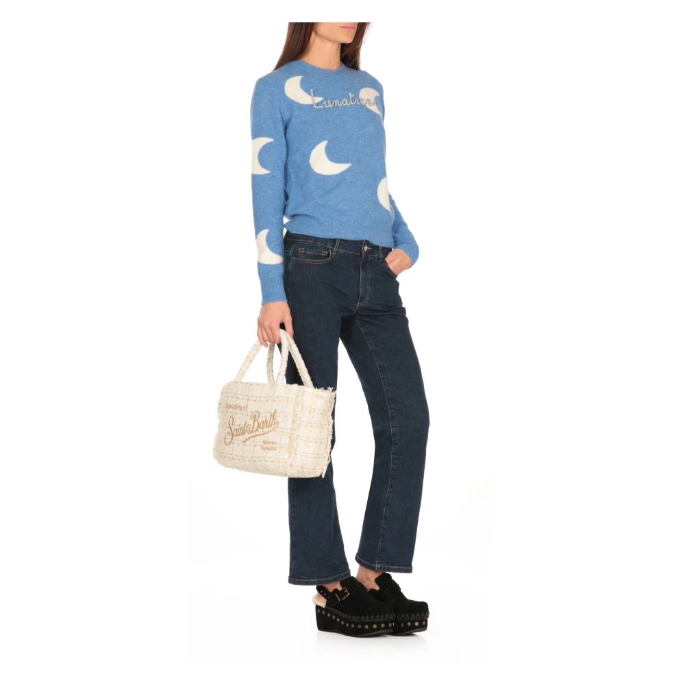 Saint Barth Ivoor Stof Handtas met Franjes Beige Dames