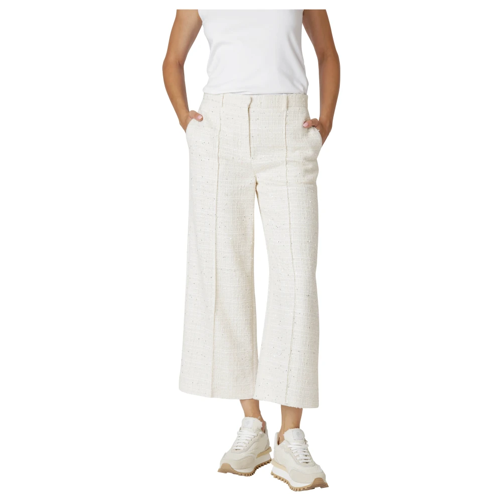 Eleventy Cropped Pailletbroek Beige Dames