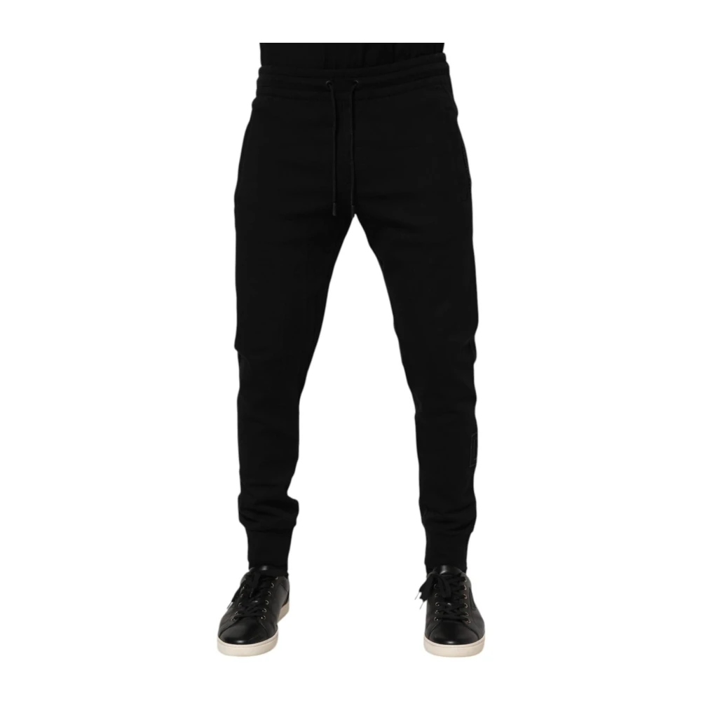 Dolce & Gabbana Men's Black Sweatpants, S, Cotton Nylon Jogger Joggers With Drawstring Closure And Logo Details