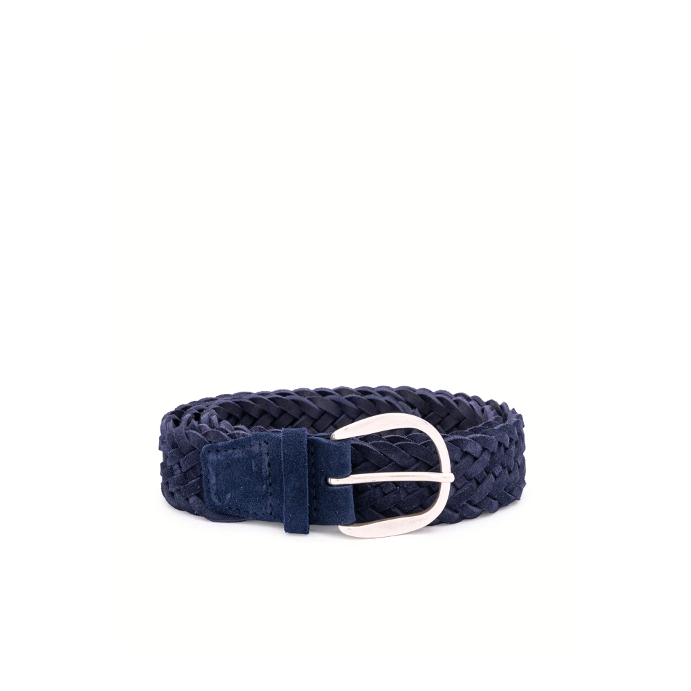 Orciani Men's Blue Suede Plot Braided Belt 3.5 Cm - Belts - 95 Cm - Accessories