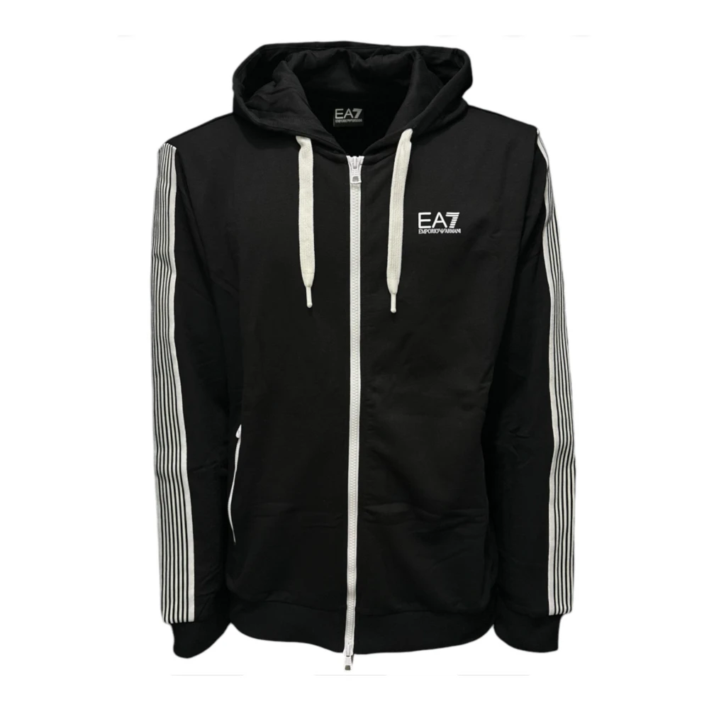 Emporio Armani EA7 Zwarte hoodie met wit logo Black Heren