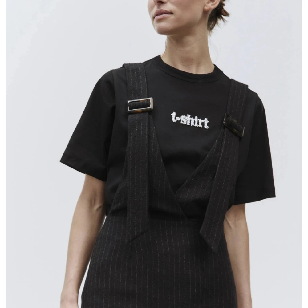 Alysi Wollen Strepen Mouwloze Jurk Black Dames