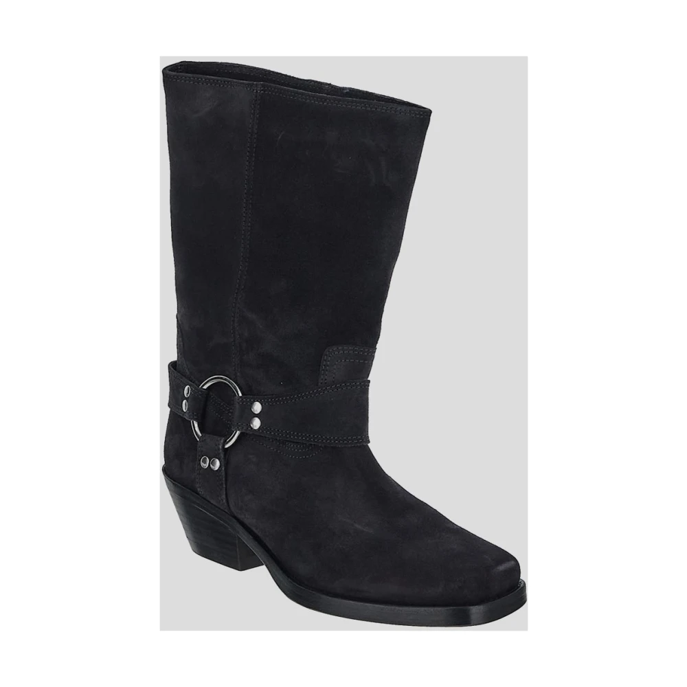 Isabel marant Fluwelen Kalfsleren Bikerlaarzen Black Dames