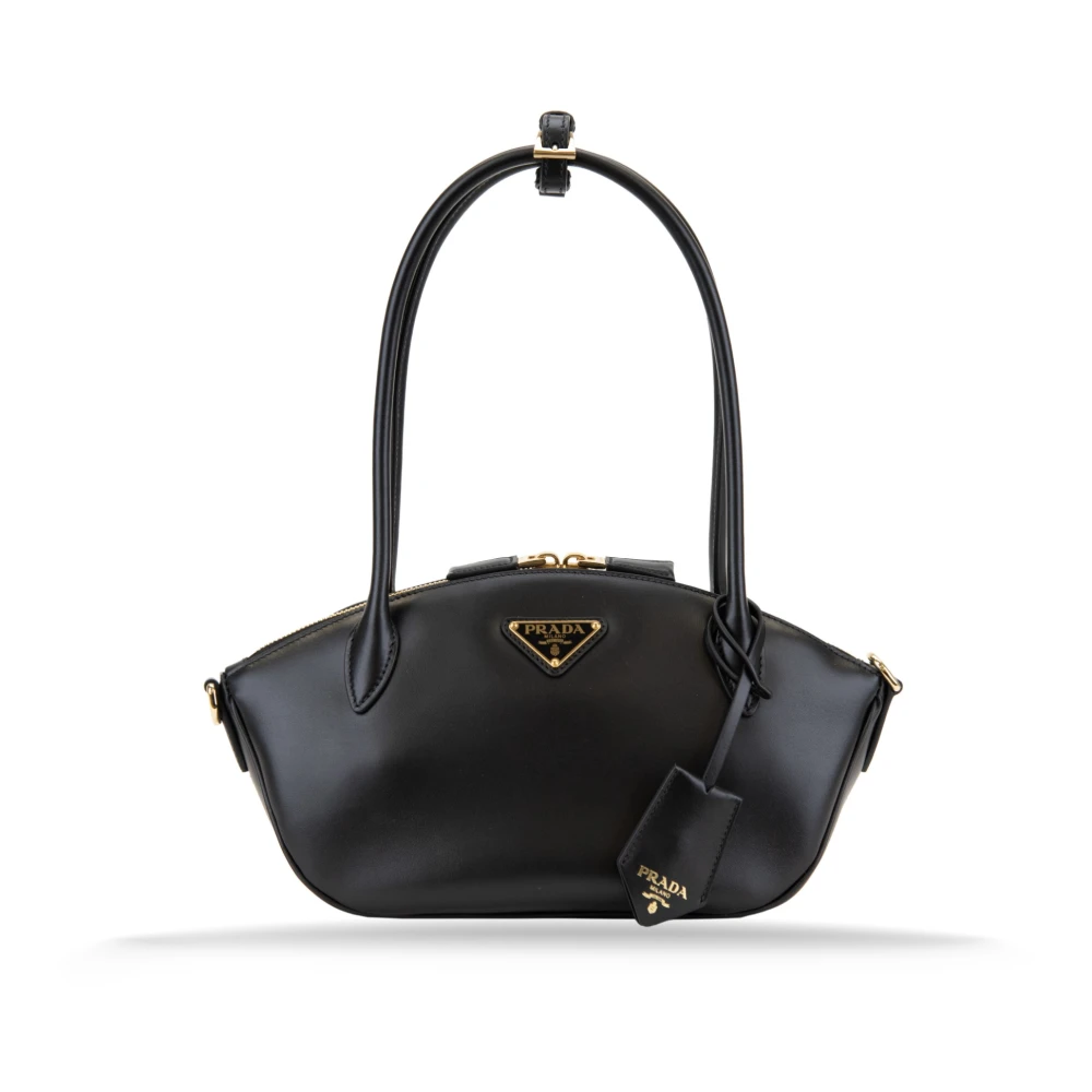 Prada Leren handtas met ritssluiting Black Dames