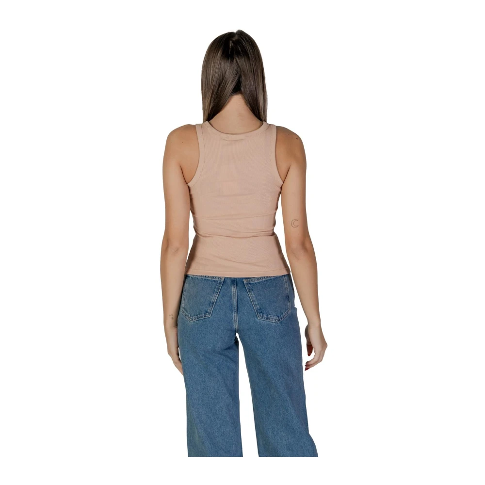 Calvin Klein Jeans Roze Geribbelde Tanktop voor Vrouwen Pink Dames