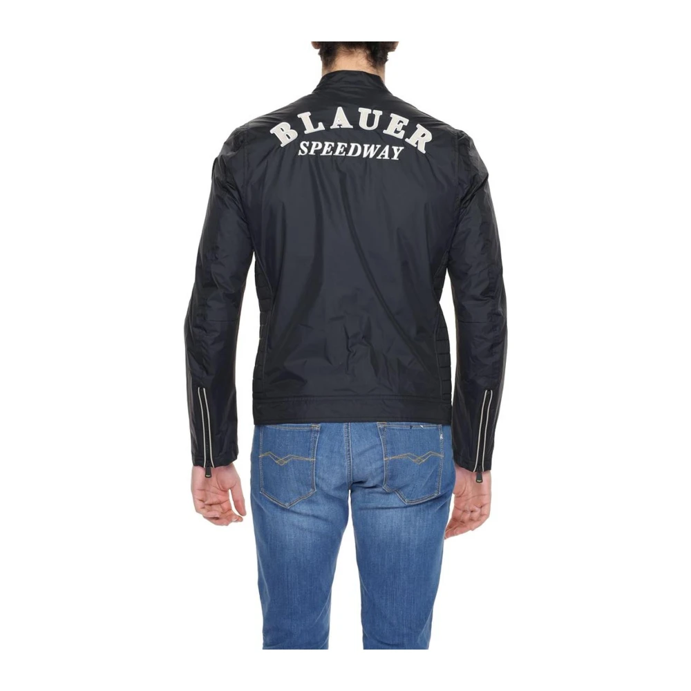 Blauer Zwarte Casual Jas Lente Zomer Collectie Black Heren