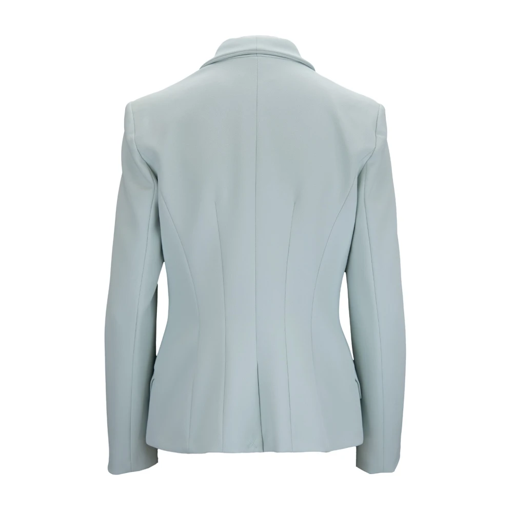 Elisabetta Franchi Diepe V-hals Geknoopte Blazer Blue Dames