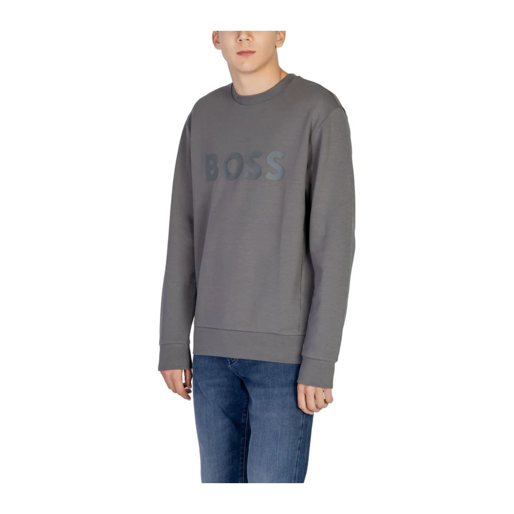 Hugo Boss Katoenen trui met elastaanmix Gray Heren