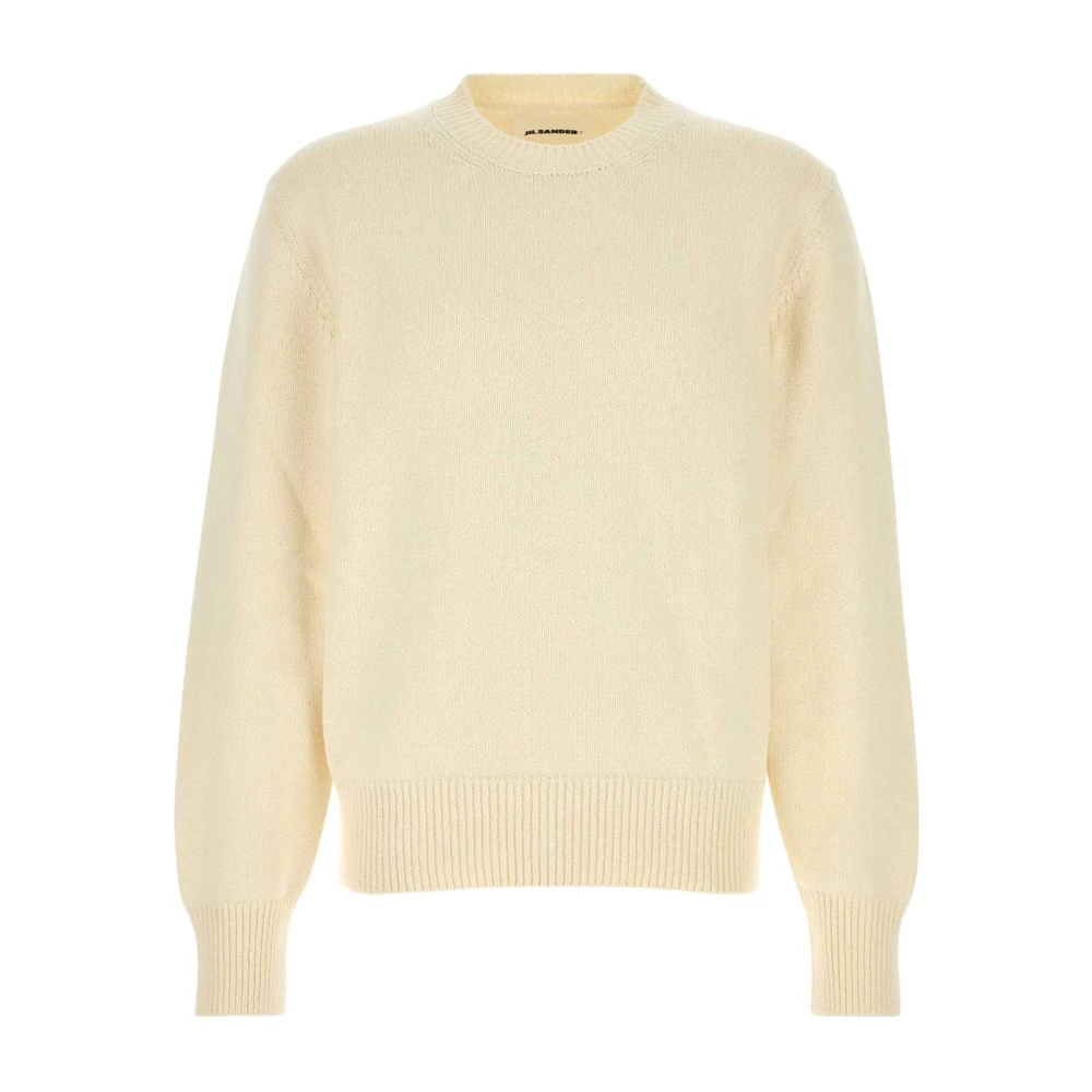 Jil Sander Men's Beige Round-Neck Knitwear, 2XL, Crew-Neck Jumper