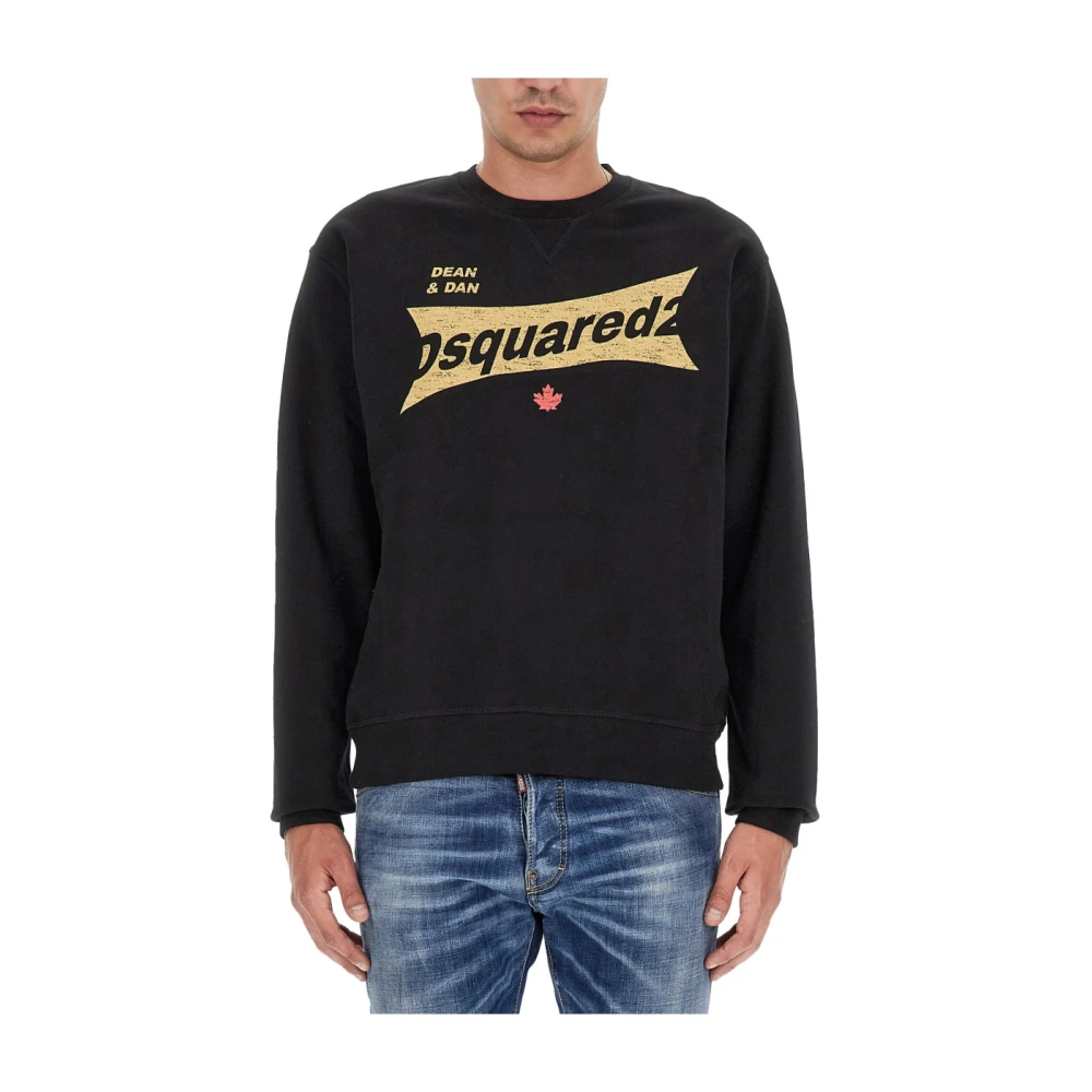 Dsquared2 Sweatshirt med logotryck Black, Herr