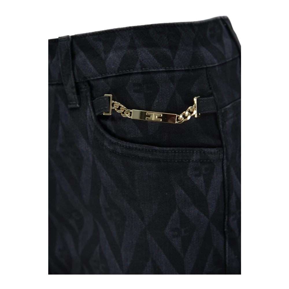 Elisabetta Franchi Gouden knoop rits dames jeans Black Dames