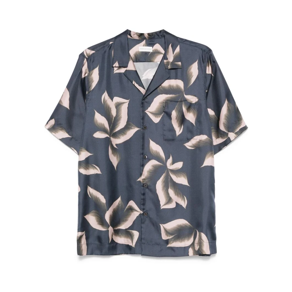 Dries Van Noten Navy Blauw Overhemd met Zak Blue Heren