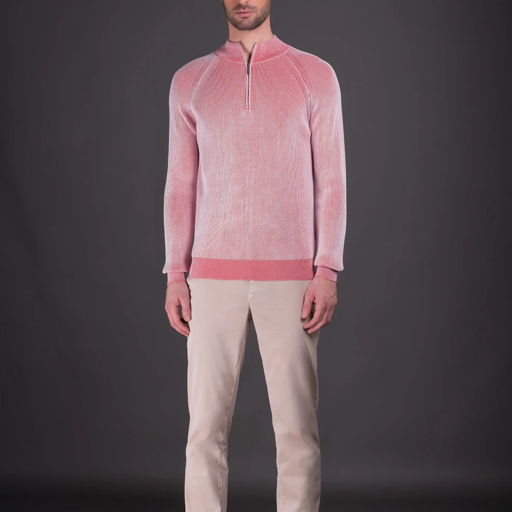 Moorer Ribbed Sweater Fedro-Vsp Pink Heren
