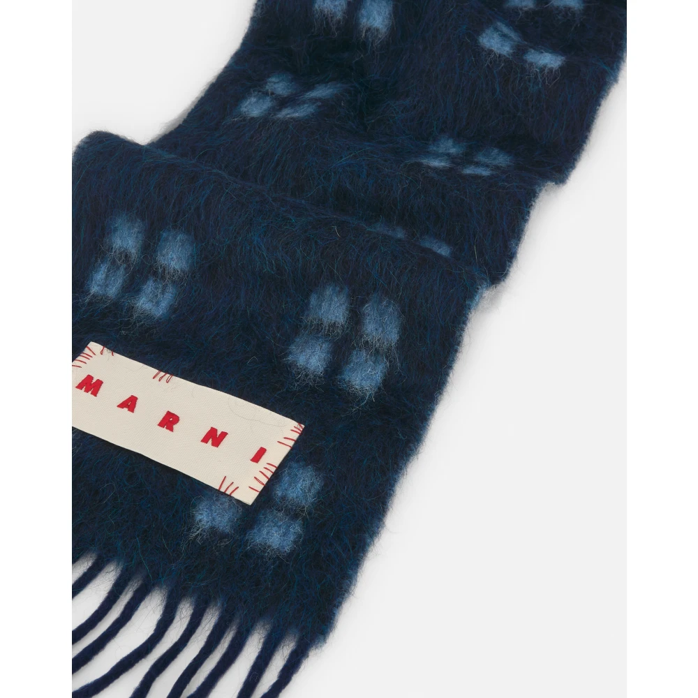 Marni Blauwe geborduurde logosjaal Blue Heren