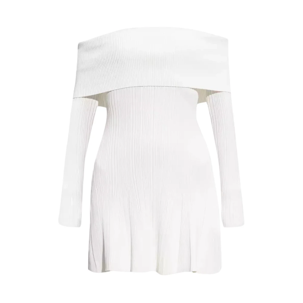 Self Portrait Witte Gebreide Mini Jurk White Dames