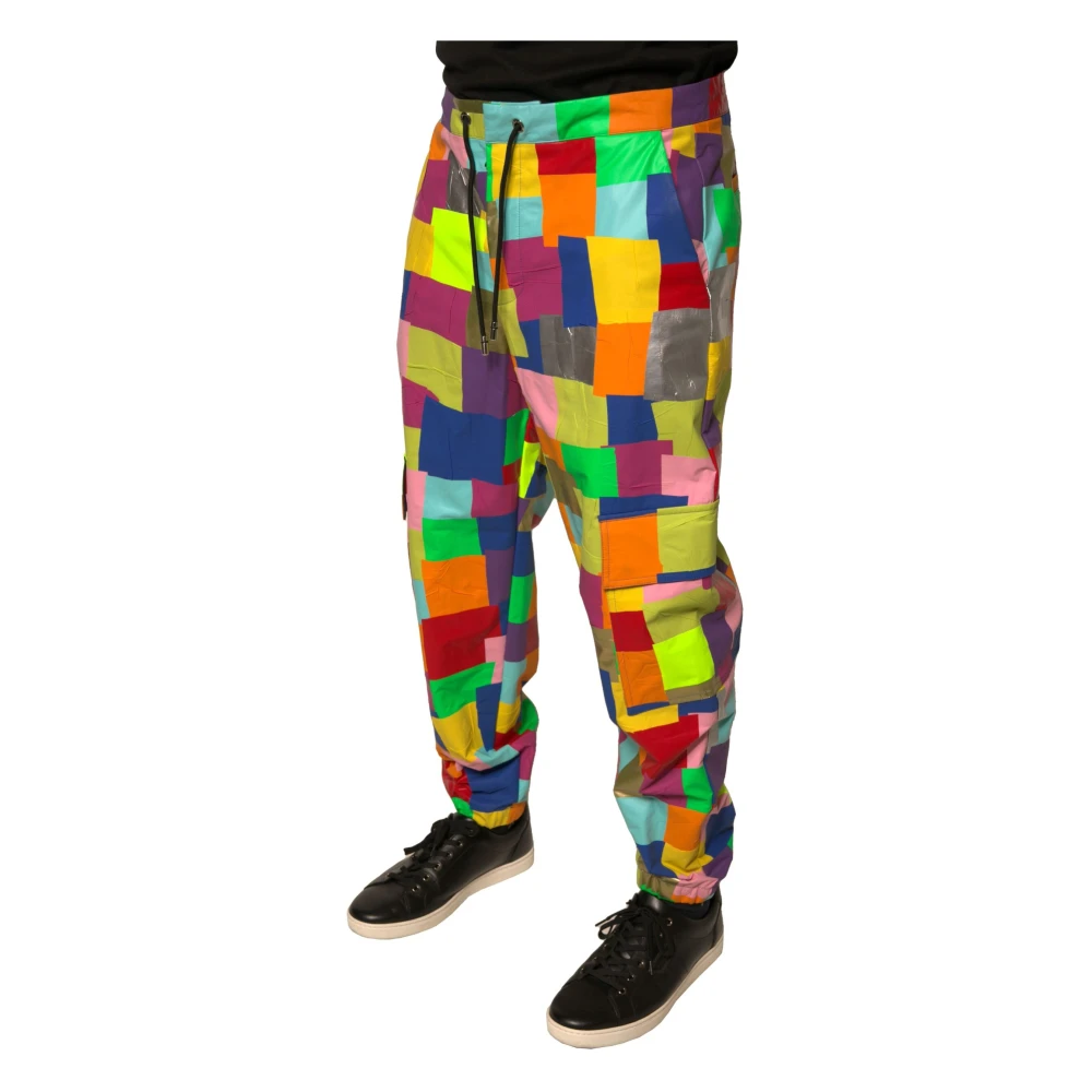 Dolce & Gabbana Multicolor Patchwork Cargo Broek met Trekkoordsluiting Multicolor Heren