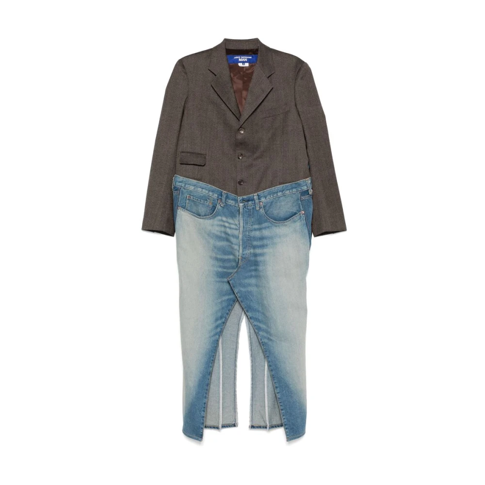 Junya Watanabe Bruin Blauw Wol Denim Jas Multicolor Heren