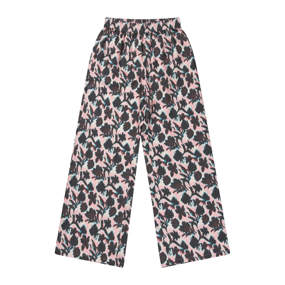 Munthe Elegante Zijden Roze Print Broek Multicolor Dames