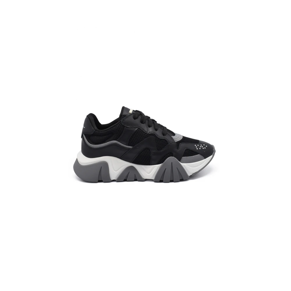 Versace Men's Black Sneakers, 9 Uk, Mesh And Leather Squalo Trainers