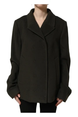 Dolce & Gabbana Mörkgrön Dubbelknäppt Peacoat Jacka
