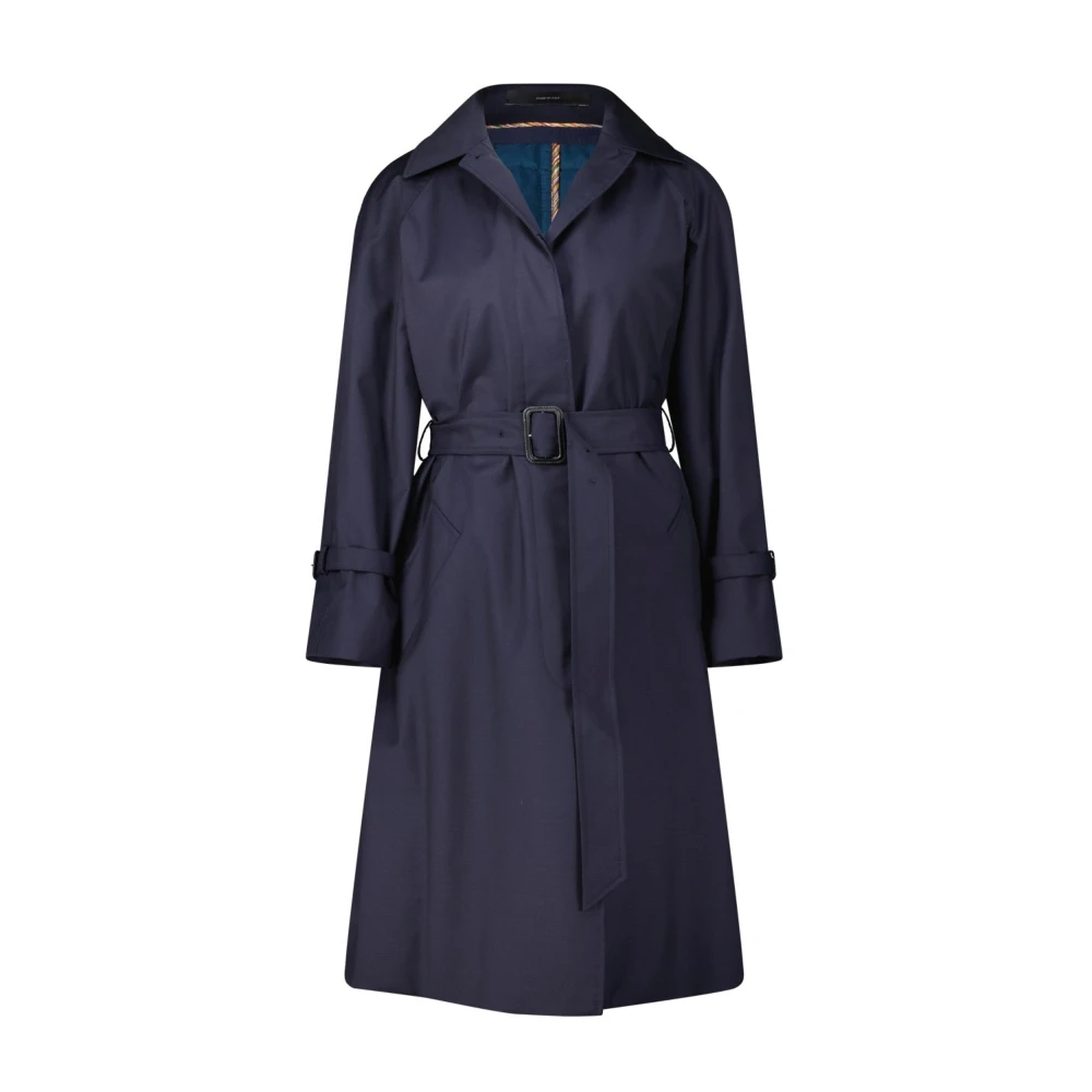 PS By Paul Smith Elegante Trenchcoat met Riem Blue Dames