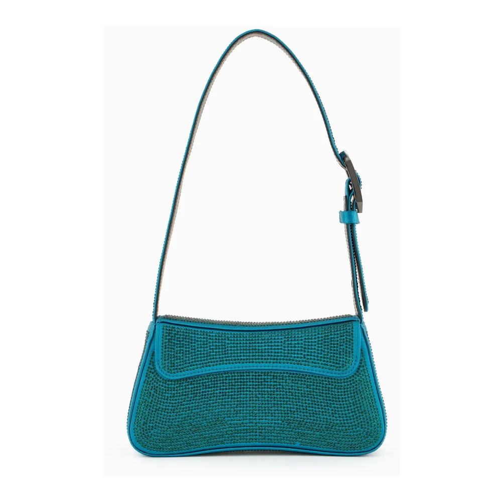Emporio Armani Strass Satin Schoudertas Blue Dames