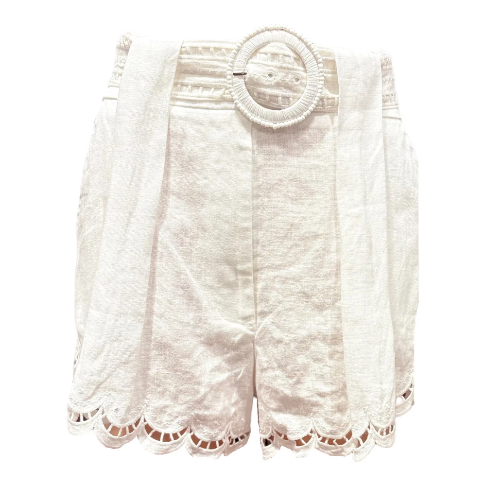Farm Rio Off-White hardloopshorts met golvende zoom Beige Dames