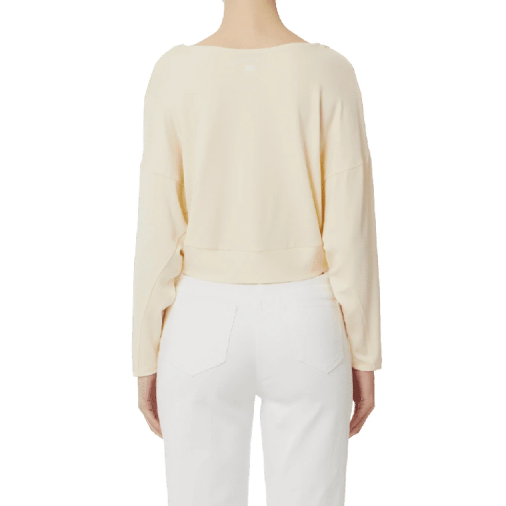 Elisabetta Franchi Lange mouwen jersey top met piercing Beige Dames