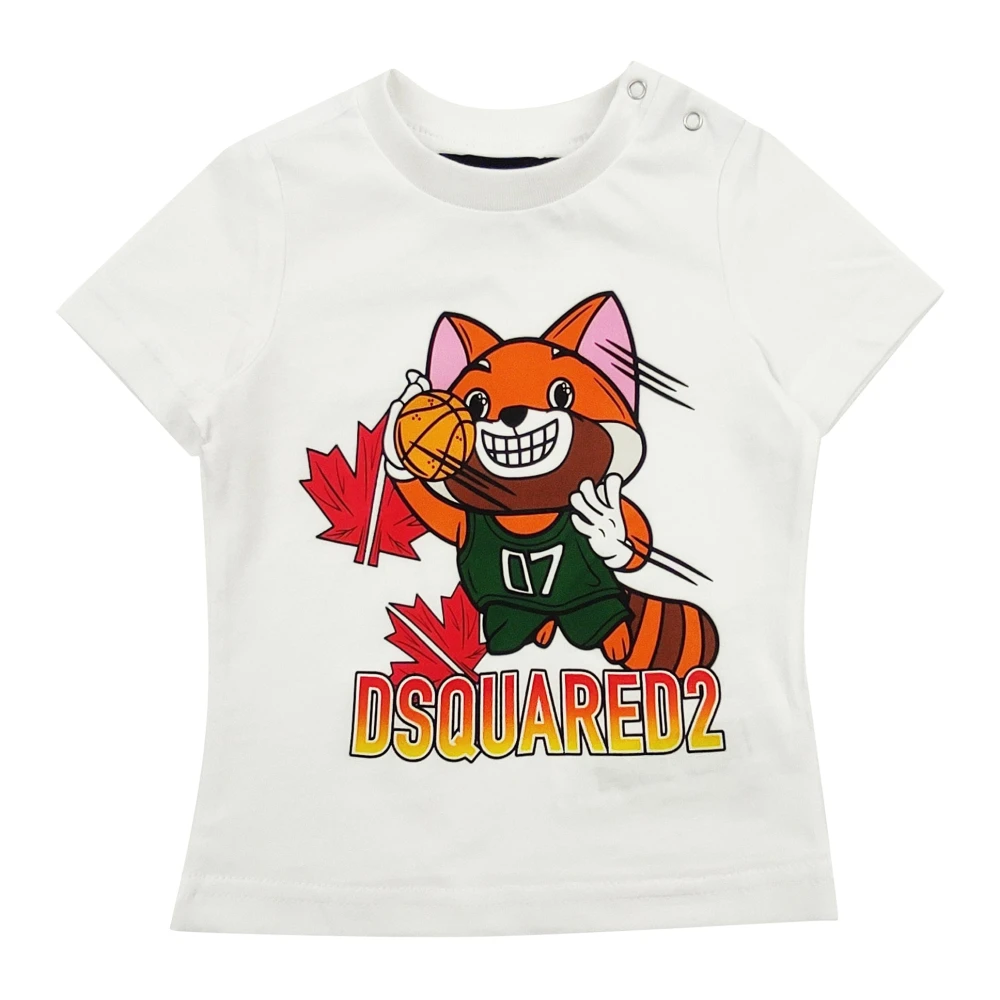 Dsquared2 Boys White Kids Short Sleeve T-Shirts, 9 M, Crewneck T-Shirt