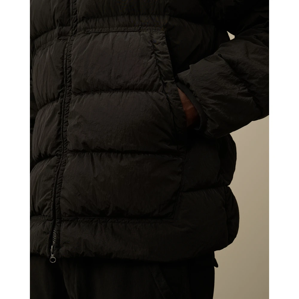 C.P. Company Zwarte Donsjas Goggle Stijl Black Heren