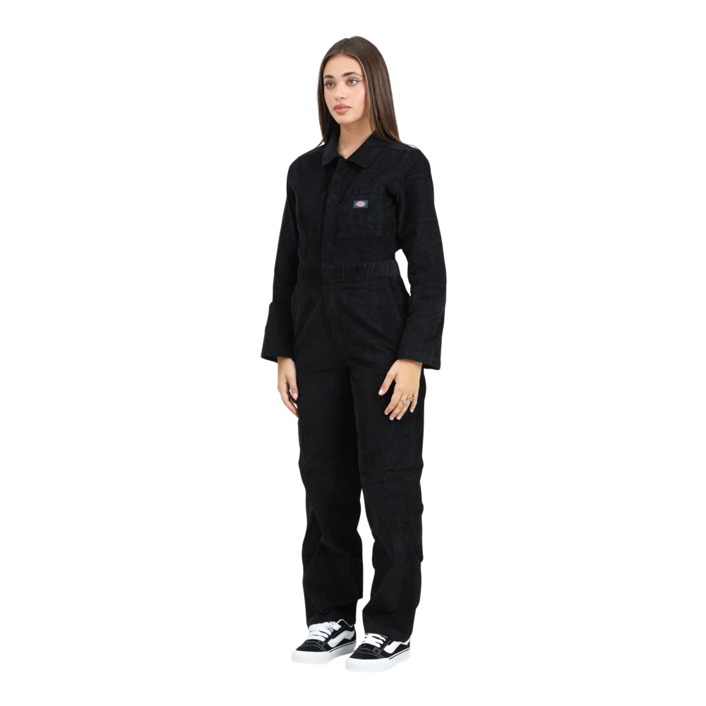 Dickies Zwart Fluweel Jumpsuit Casual Stijl Black Dames
