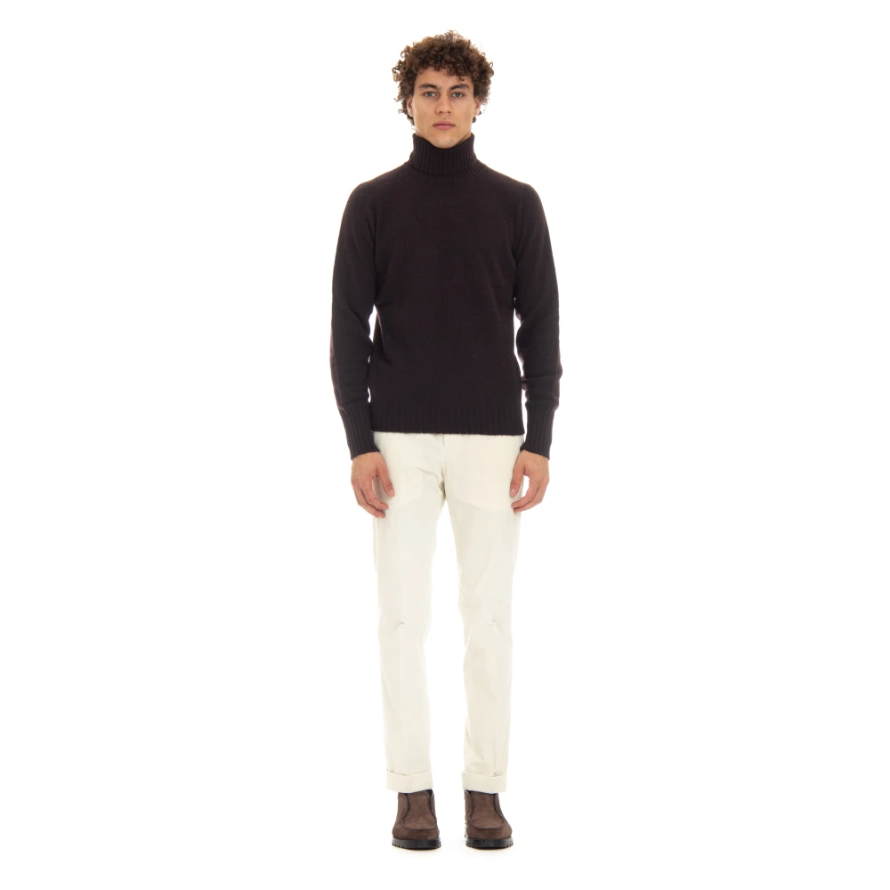 Drumohr Bruine Wollen Trui Dolcevita Stijl Brown Heren