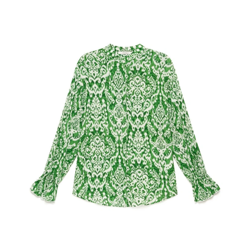 Maliparmi Women's Green Blouses, M, Dreamscape Ikat Shirt