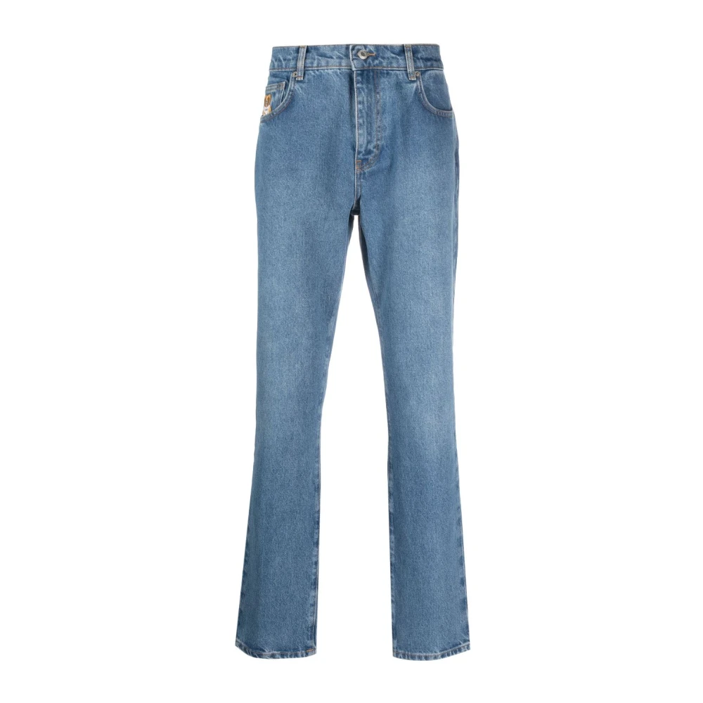 Moschino Leo Teddy-print Straight-leg Jeans Blue Heren