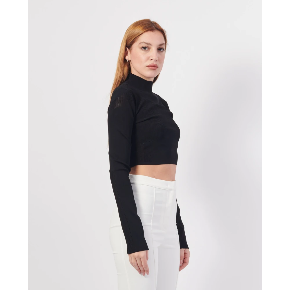 PATRIZIA PEPE Zwarte Trui Minimalistische Stijl Black Dames