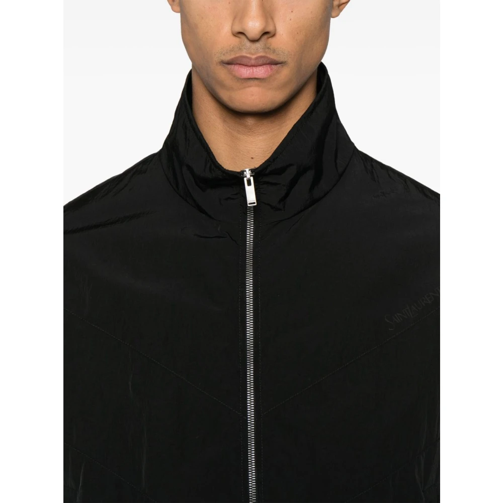 Saint Laurent Zwarte Wollen Jas Black Heren