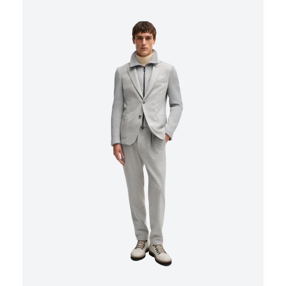 Hugo Boss Slim Fit Gebreide Inzet Wollen Jas Gray Heren