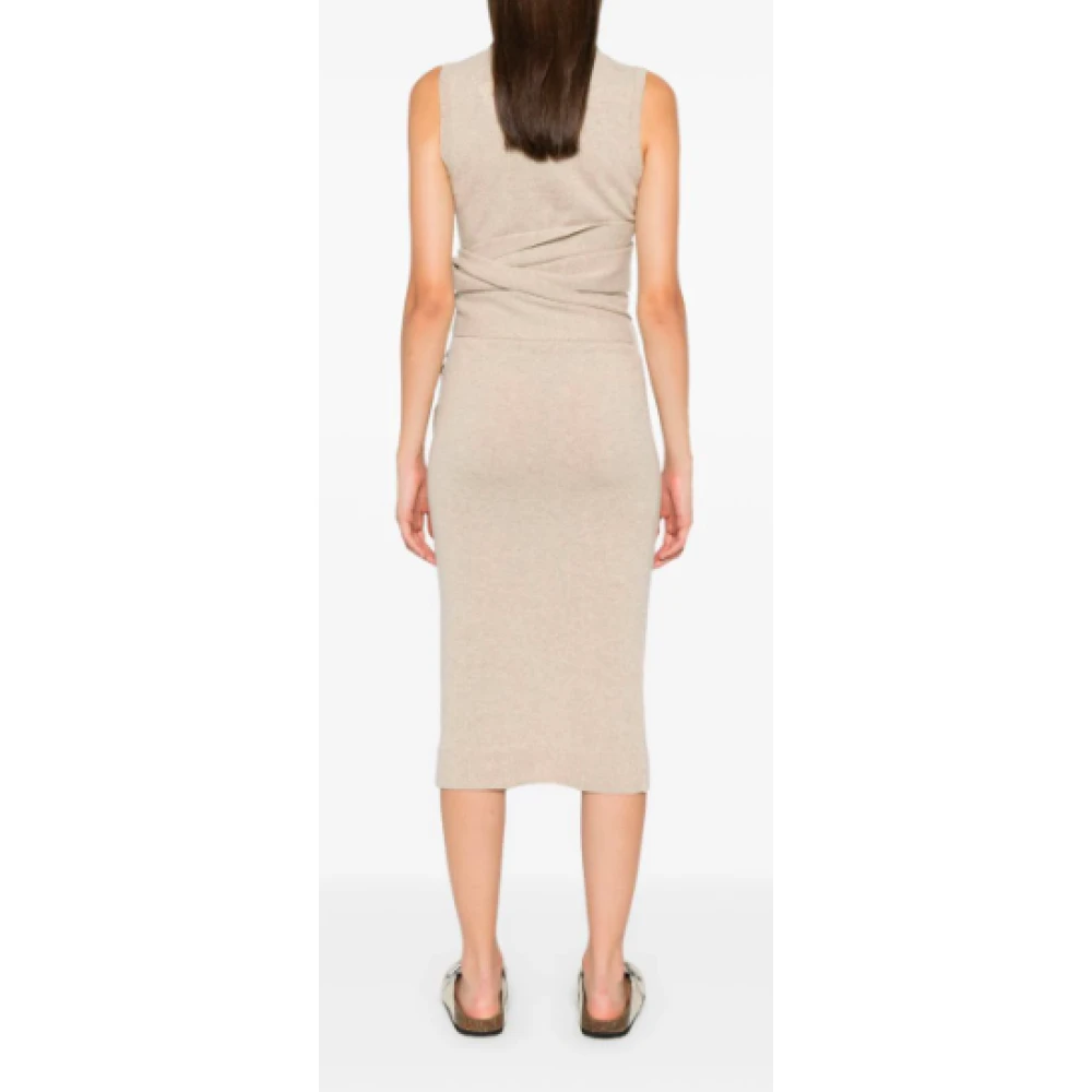 MM6 Maison Margiela Oat Midi Jurk Stijlvol en Elegant Beige Dames