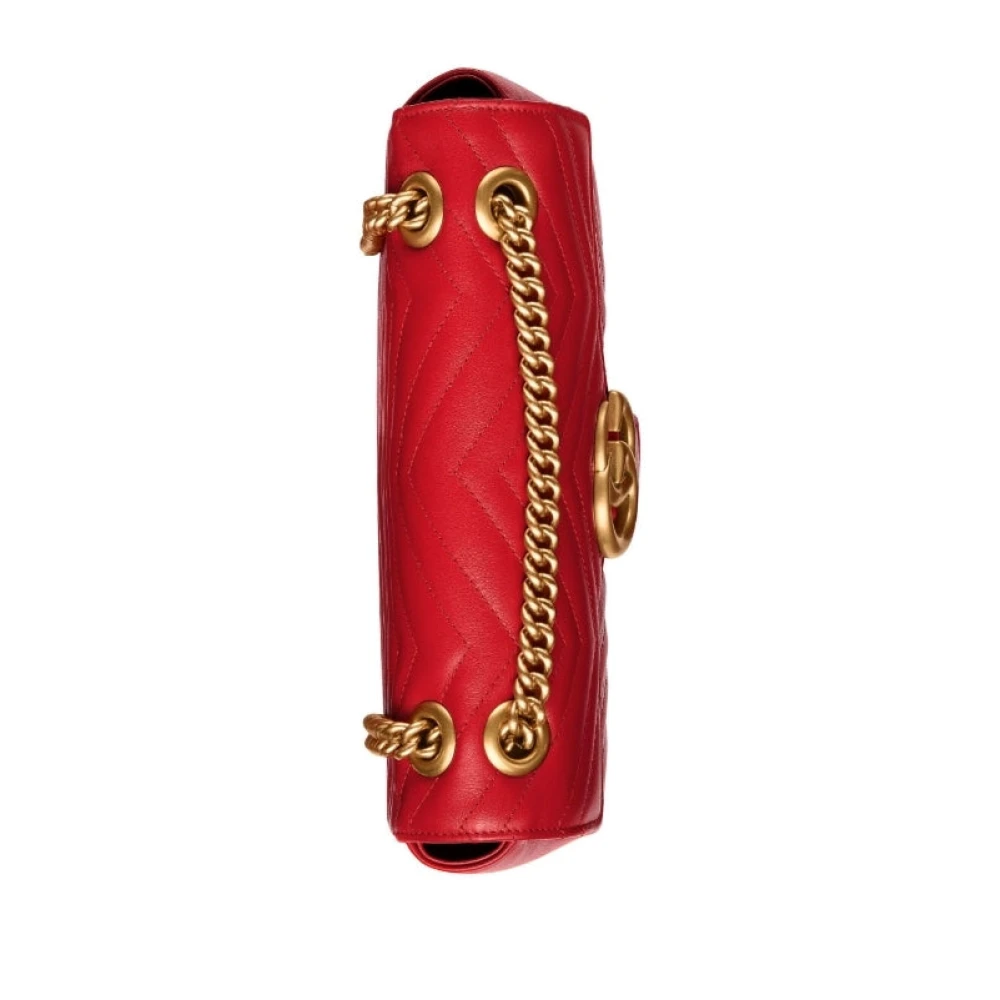Gucci Rode Leren Schoudertas met Gouden Details Red Dames