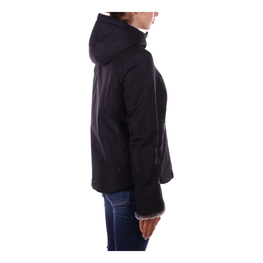 Suns Zwarte Hoodie met Rits en Knopen Black Dames