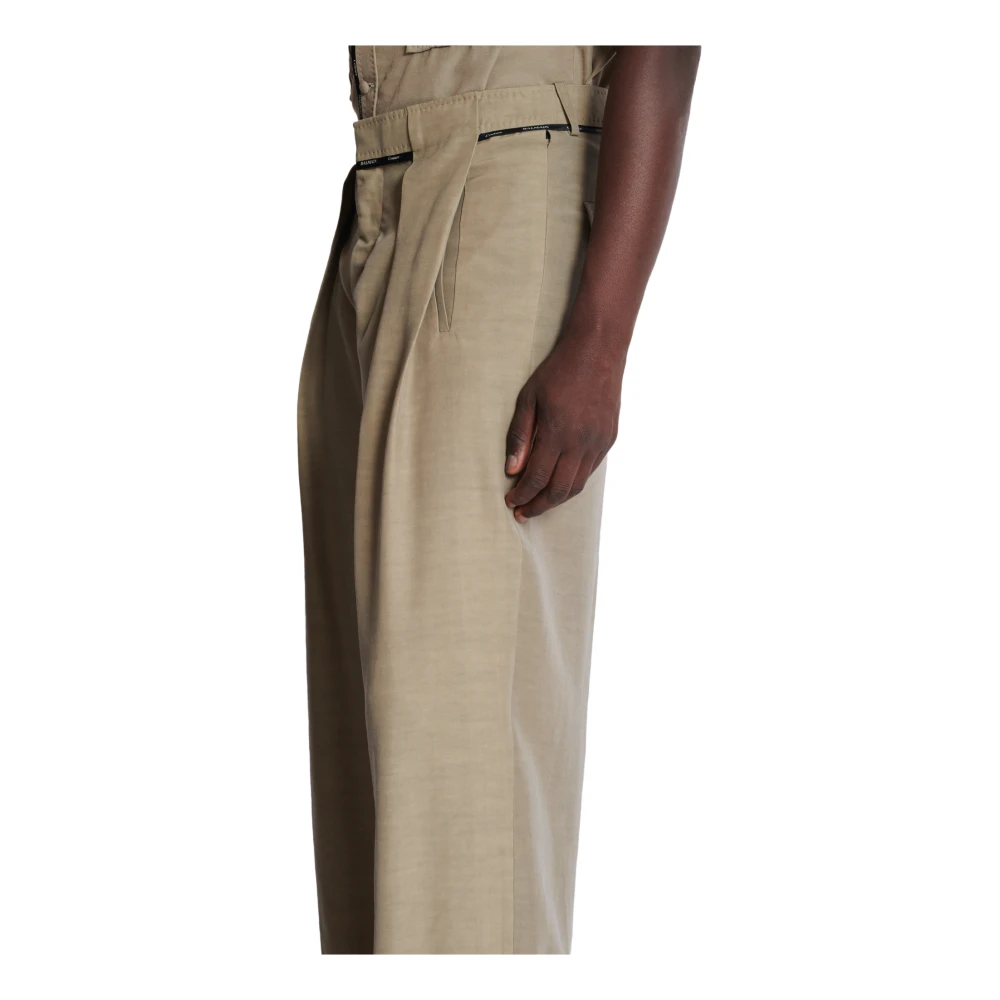 Balmain Geplooide Cupro Broek Brown Heren