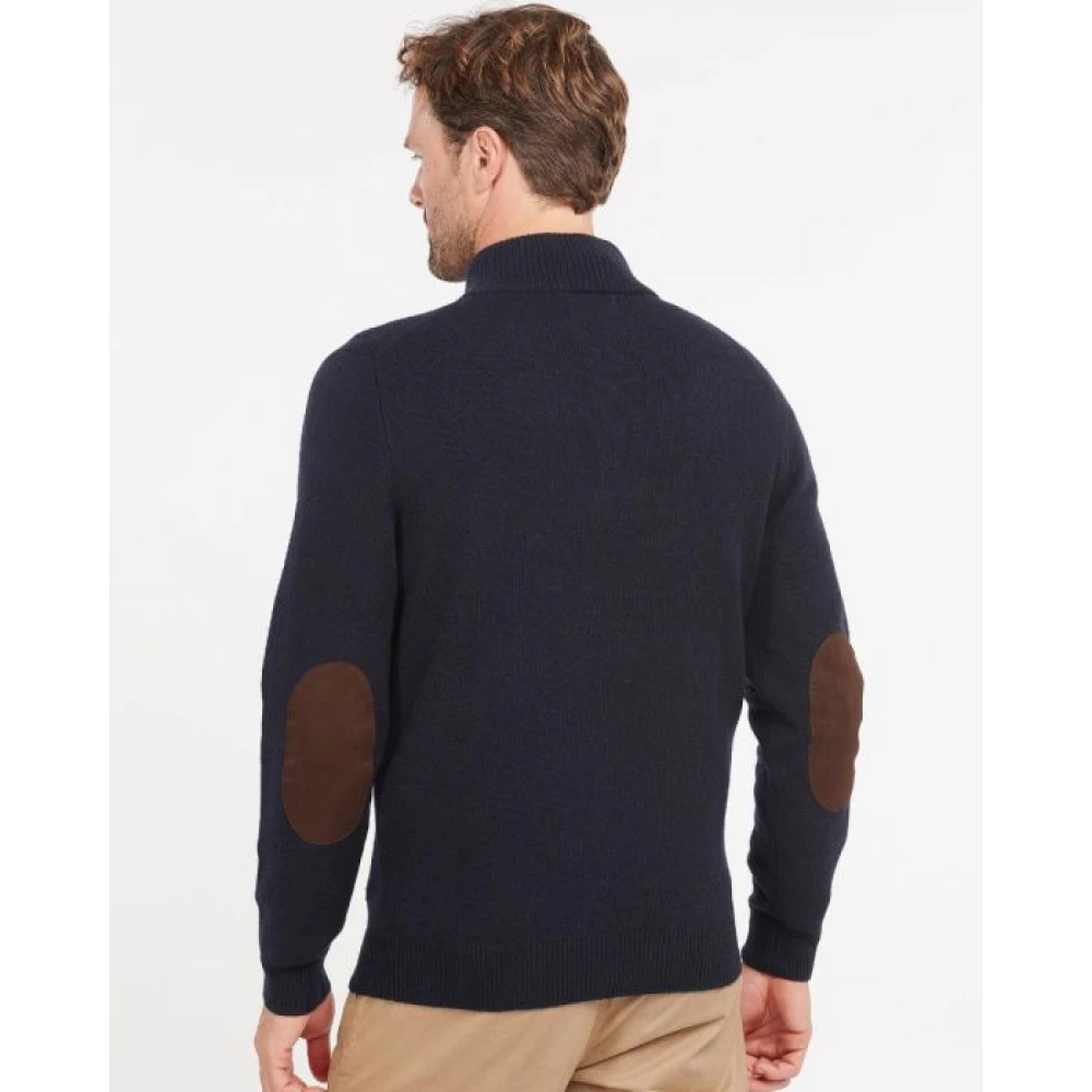 Barbour Navy Half Zip Patch Sweater Blue Heren